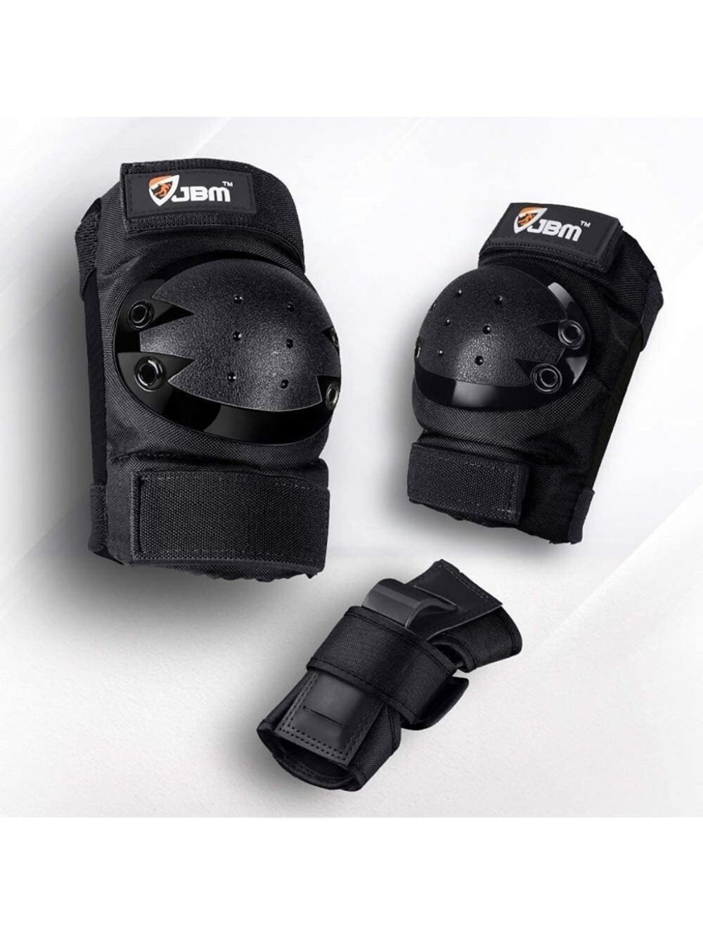 Adult Black Protective Knee, Elbow and Wrist Support Set - Picture 2 of 10